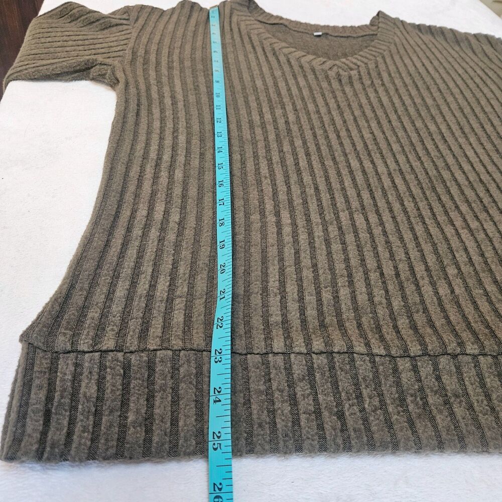 Unbranded Women's Size M Top Tunic Olive Green Long Sleeve V-Neck Ribbed Capsule - Picture 4 of 10
